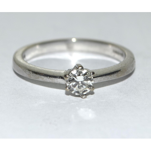 342 - 18ct white gold ladies Diamond solitaire ring H/M in ring as 0.33ct size P