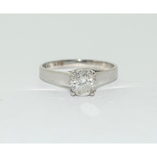 314 - 14ct white gold ladies Diamond solitaire ring of approx 80 points size M