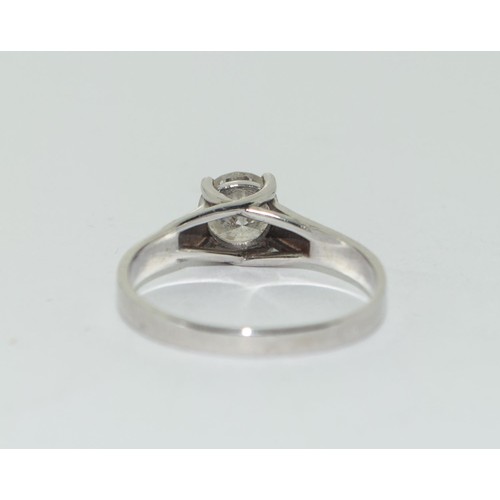 314 - 14ct white gold ladies Diamond solitaire ring of approx 80 points size M