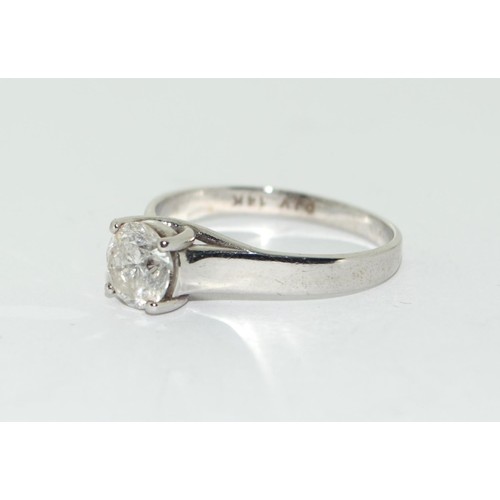 314 - 14ct white gold ladies Diamond solitaire ring of approx 80 points size M