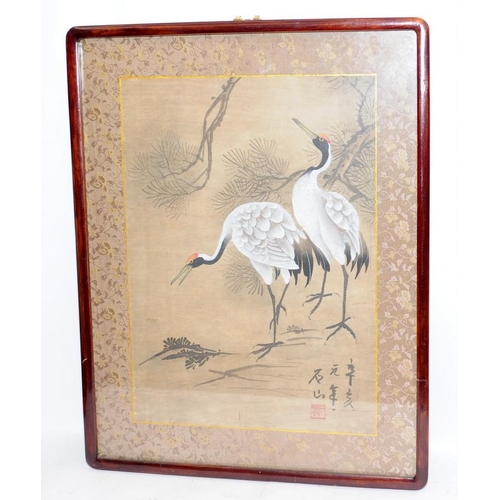 149 - Two vintage framed Oriental watercolours, one featuring Geisha's in traditional garb and the other C... 