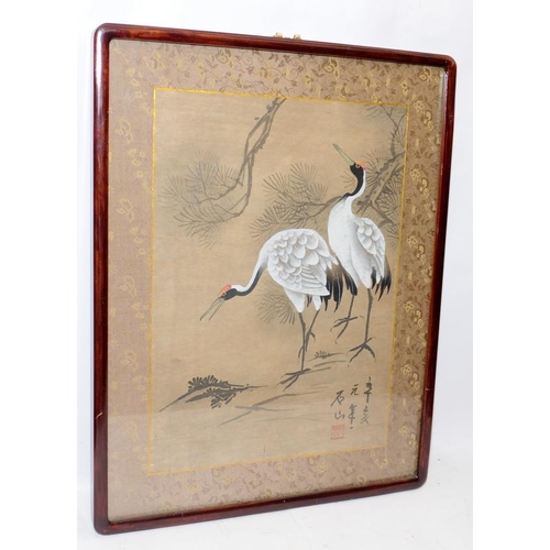 149 - Two vintage framed Oriental watercolours, one featuring Geisha's in traditional garb and the other C... 