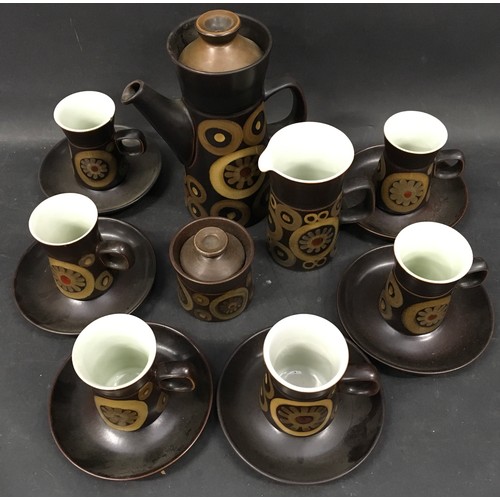 120 - Denby stoneware coffee set for six. 15 pieces in all.