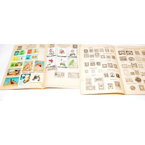 220 - A number of vintage schoolboy stamp albums containing many world stamps. Includes Penny Black, Penny... 