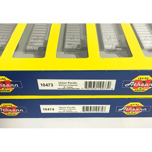 118 - N Scale Athearn 10473/10474 Union Pacific BethGon Coalporter 5pack. Appear Excellent, boxed. (2).