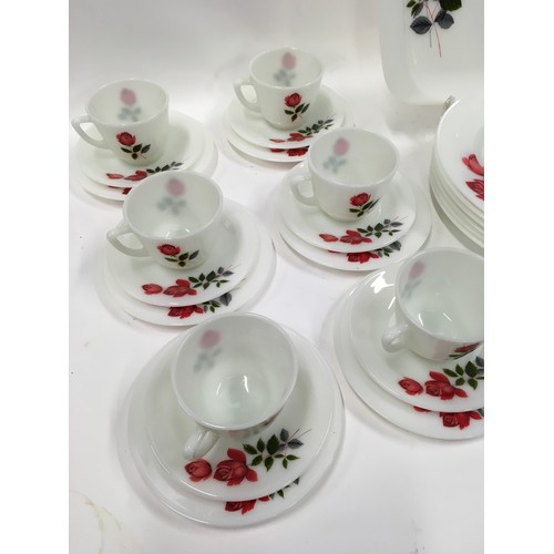 137 - JAX Pyrex vintage mid 20th century milk glass tea/dinner service for six place settings in the 