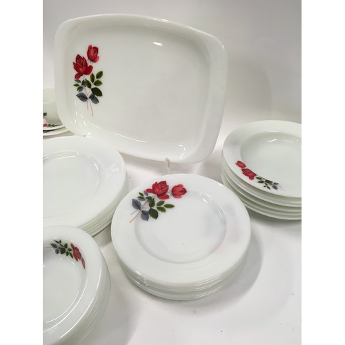 137 - JAX Pyrex vintage mid 20th century milk glass tea/dinner service for six place settings in the 