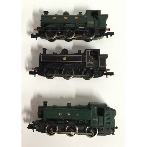 112 - 3 x Graham Farish boxed N Gauge Pannier Tank locomotives: 371926/371925/1104. All appear Good Plus t... 