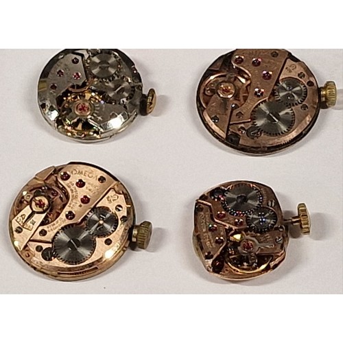 335 - 4 Omega manual wind 1 tudor Royal wristwatch movement.