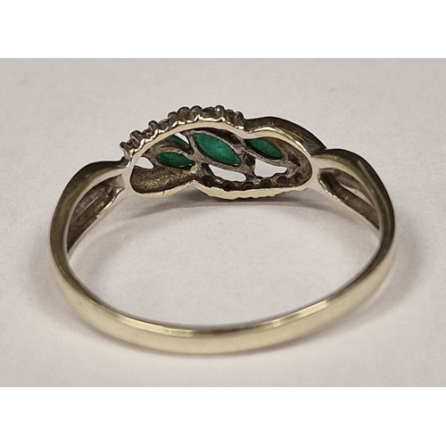 354 - Emerald diamond 9ct white gold ring Size W