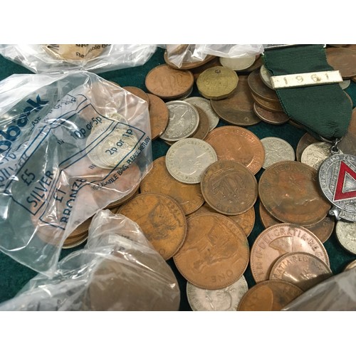 230 - Collection of mainly British copper and silver coinage together with some medals.