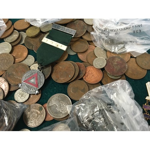 230 - Collection of mainly British copper and silver coinage together with some medals.