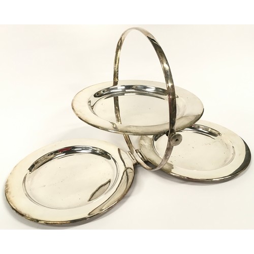 435 - Hukin & Heath Art Deco silver plated stylish folding cake stand.