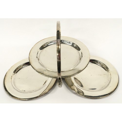 435 - Hukin & Heath Art Deco silver plated stylish folding cake stand.