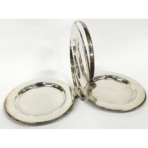 435 - Hukin & Heath Art Deco silver plated stylish folding cake stand.