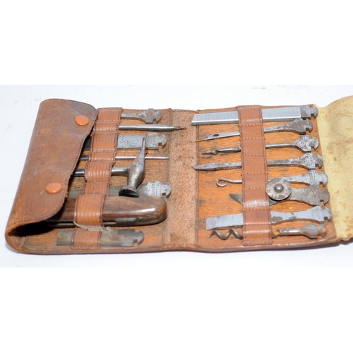 308 - Antique German made Bonsa multi tool set. Appears complete and in original leather pouch