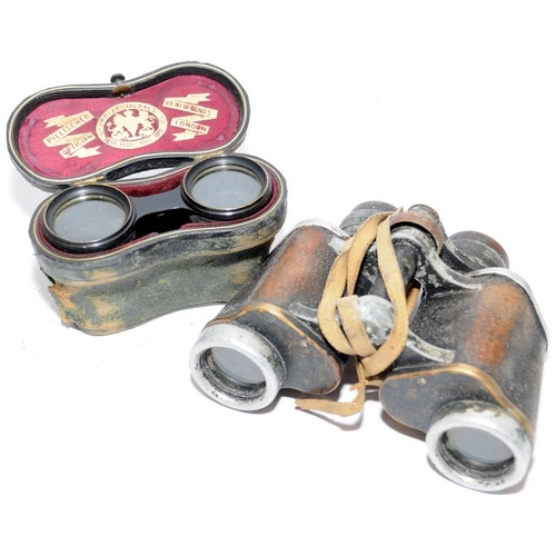 71 - Collectibles to include vintage binoculars and cased opera glasses and a WW1 shell casing and spent ... 