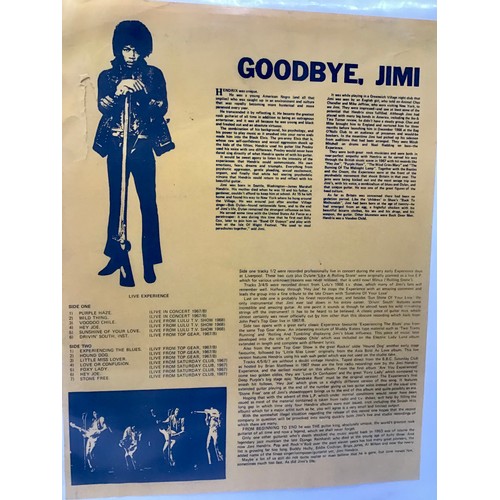 139 - JIMI HENDRIX VINYL LP ‘GOODBYE JIMI’. Various recordings found on this album recorded live over vari... 