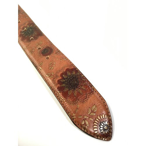 131 - Nanni Milano Italy designer brown patterned leather belt with original branded dust bag size 32/80.