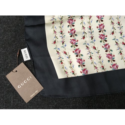 132 - Gucci genuine silk scarf brand new with tag approx 90x90cm.