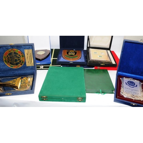 145 - Large collection of mainly Middle-Eastern military related awards and plaques, mostly in presentatio... 