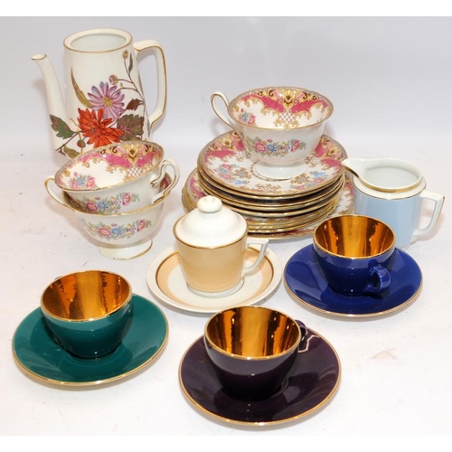 114 - Collection of ceramics to include Shelley part tea set in the Sheraton pattern and Copenhagen gilded... 