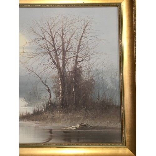 32 - Contemporary canvas painting in a gilt frame signed 