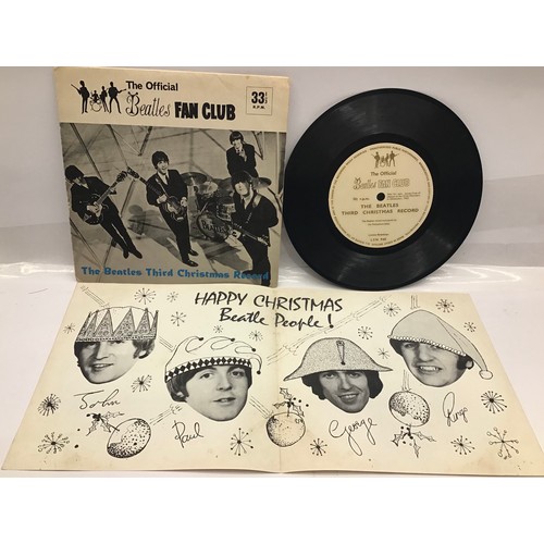 133 - THE BEATLES 'THIRD FAN CLUB CHRISTMAS' FLEXI RARE ORIGINAL UK FLEXI DISC. This is a rare original fa... 