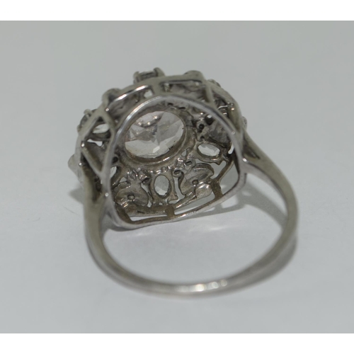 497 - A 925 silver and pink stone dress ring Size R 1/2.