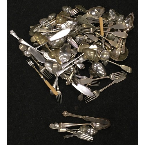 500 - Large collection of silver and silver plated flatware.