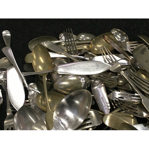 500 - Large collection of silver and silver plated flatware.