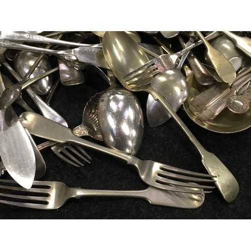 500 - Large collection of silver and silver plated flatware.