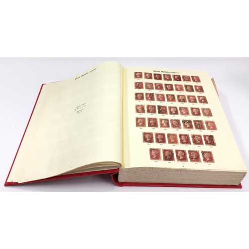 183 - Large red Stanley Gibbons album  containing a large collection of quality world stamps (world 1st co... 