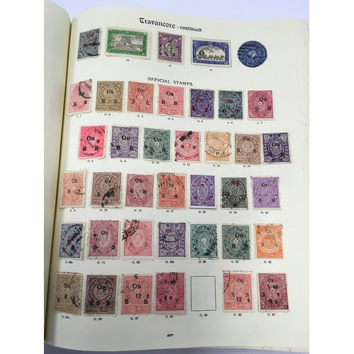 183 - Large red Stanley Gibbons album  containing a large collection of quality world stamps (world 1st co... 