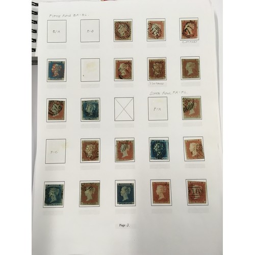 172 - Silver album of postmarks on penny red's/blues stamps (ref 183).