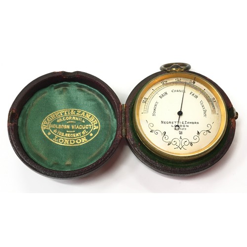 151 - Negretti and Zambra pocket barometer London C1905