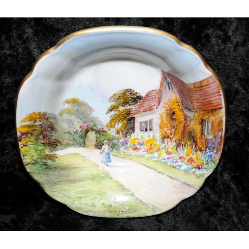 82 - Vintage Royal Crown Derby hand painted trinket dish signed by WJC Dean. 12cms across