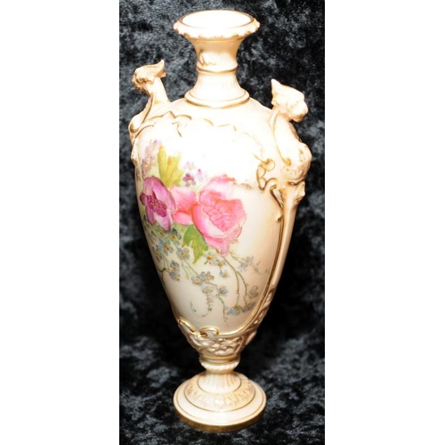 85 - Four pieces of antique Royal Worcester gilded blush ivory with hand painted decoration. Includes fla... 