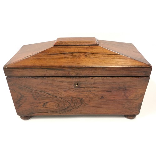 53 - Antique rosewood sarcophagus tea caddy.