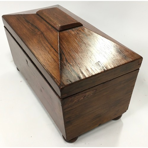 53 - Antique rosewood sarcophagus tea caddy.