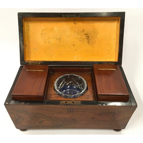 53 - Antique rosewood sarcophagus tea caddy.