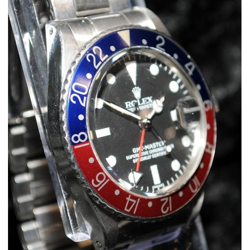 25 - A Rolex GMT Master 1968, Model 1675, Rolex service dial,  bezel etc, Rolex folded link bracelet 7836... 