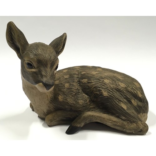 59 - Poole Pottery Barbara Linley Adams stoneware deer figurine 27cm long.