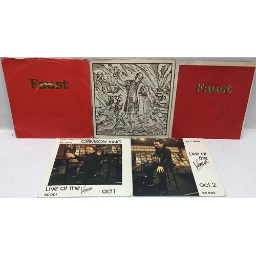 206 - FAUST AND KING CRIMSON 7” SINGLES . Some rarities here from King Crimson on act 1 & 2 of their gig a... 