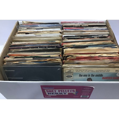 219 - BOX OF VARIOUS GENRE 7” SINGLES. In this set of singles we find mainly decades of 70’s and 80’s viny... 