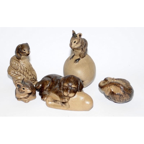 69 - Poole Pottery Barbara Linley Adams collection of animals to include dormice, rabbits, dog with slipp... 