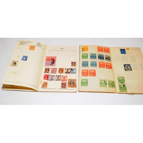 206 - Interesting collection of stamps, cigarette cards and early matchbox covers contained within a numbe... 