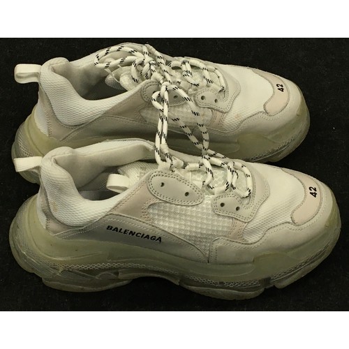 6 - Balenciaga Triple S White clear sole depop trainers size UK8/EU42