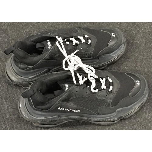 4 - Balenciaga Triple S black trainers size UK8/EU42