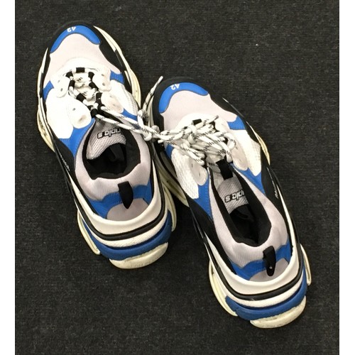 8 - Balenciaga Triple S White and blue trainers size UK8/EU42